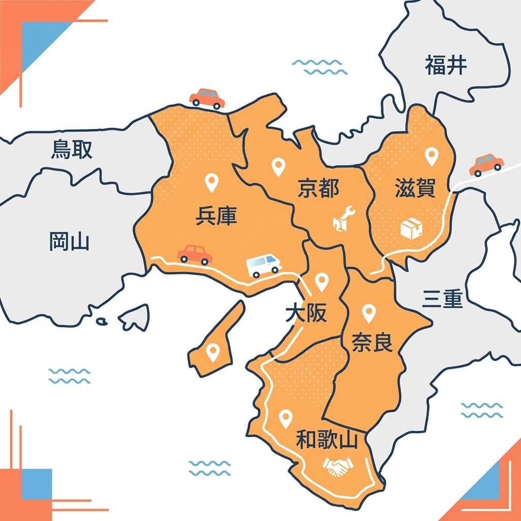 関西一円の出張無料エリアマップ